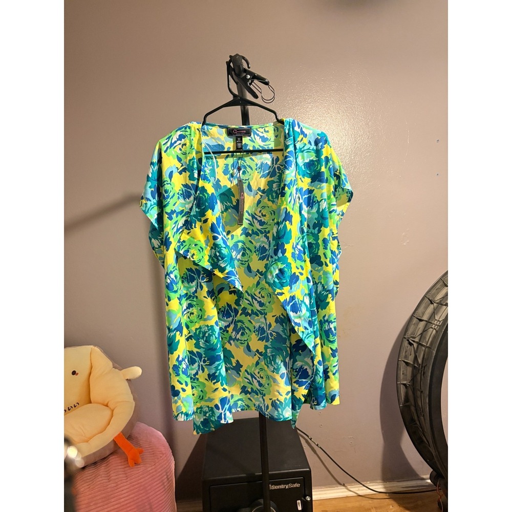 Christian Siriano Green/Blue Floral Cover Up Sz XS/S